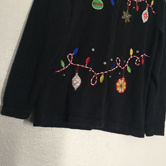 Nouveaux Christmas Sweater L Black EUC - Picture 3 of 7